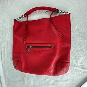 Rebecca Minkoff Genuine Leather Silver hardware Hobo Handbag Red